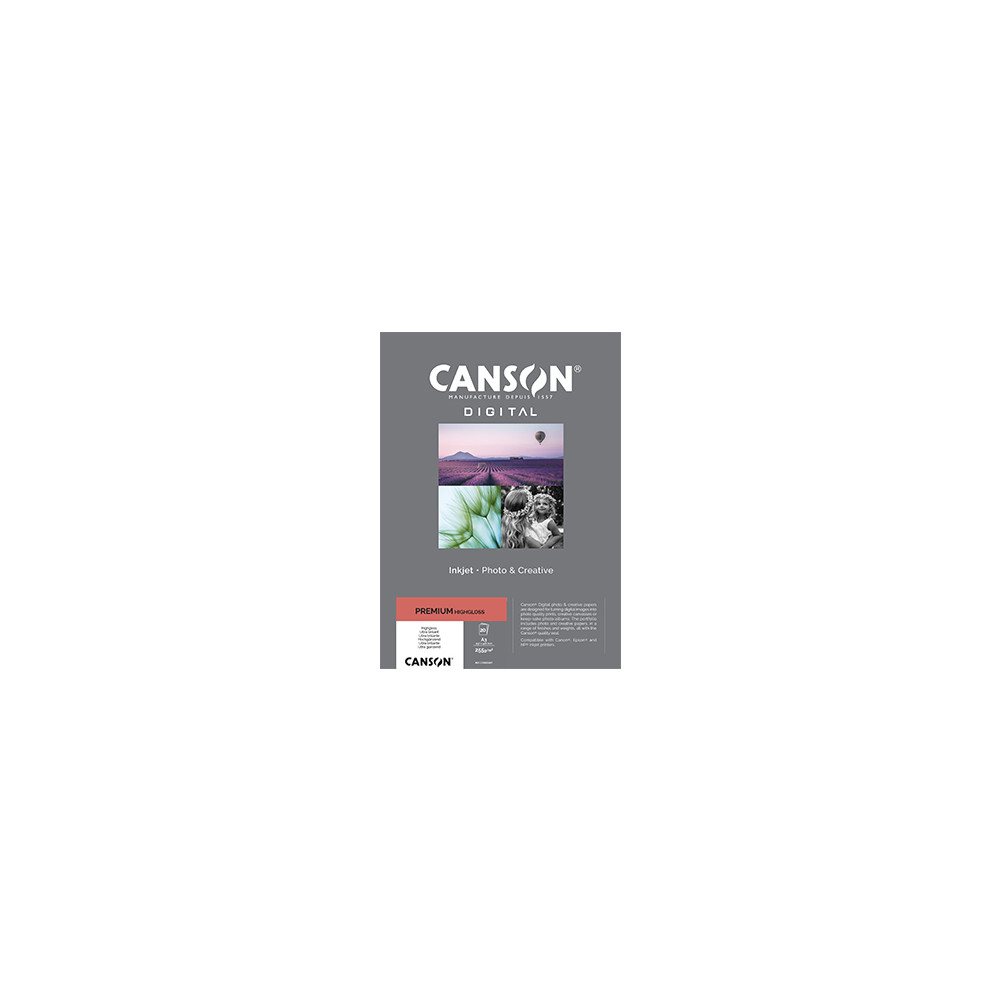 Papel 255gr A3 Foto Canson Premium Highgloss 20 Folhas