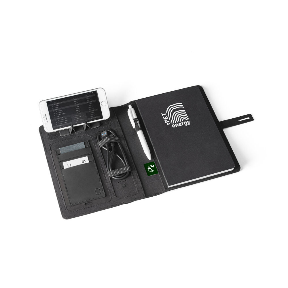 Caderno Multifunções 100% rPET com Carregador Wireless