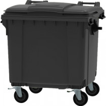 Contentor 1100L Polietileno DIN 4 Rodas c/Tampa Cinza