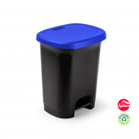 Contentor 27L Plástico Preto Tampa Azul com Pedal