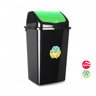 Contentor 50L Plástico Tampa Basculante Preto/Verde