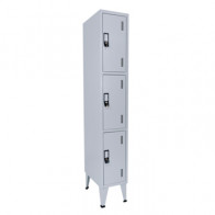 Cacifos Metálicos Simples 3 Cacifos 300x500x1900mm Cinza